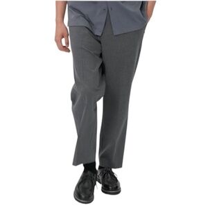 Uniqlo Men's Smart Ankle Pants classic charcoal grey stretch tapered trousers L